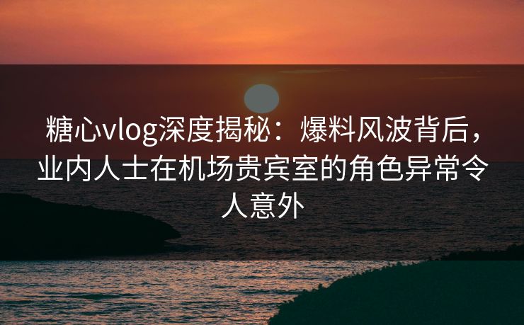糖心vlog深度揭秘：爆料风波背后，业内人士在机场贵宾室的角色异常令人意外