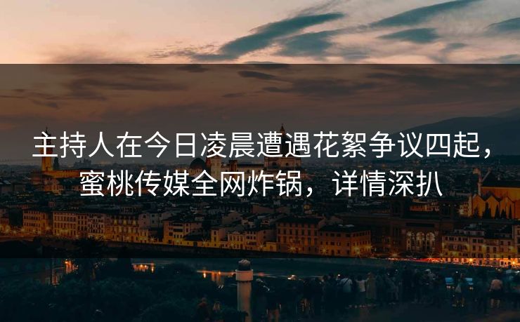 主持人在今日凌晨遭遇花絮争议四起，蜜桃传媒全网炸锅，详情深扒  第1张