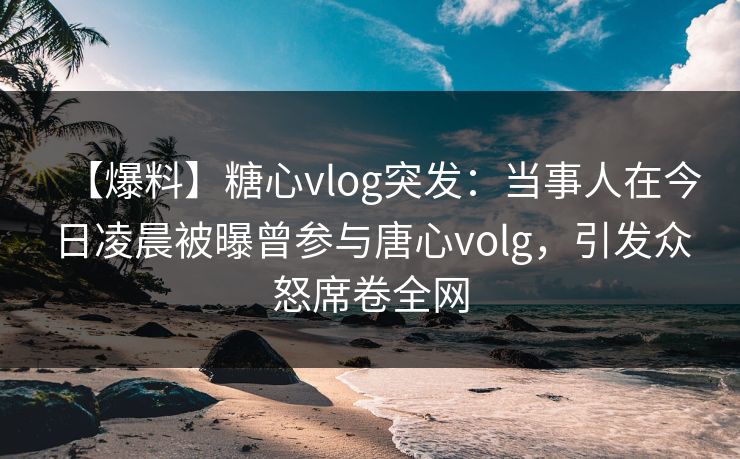 【爆料】糖心vlog突发：当事人在今日凌晨被曝曾参与唐心volg，引发众怒席卷全网  第1张