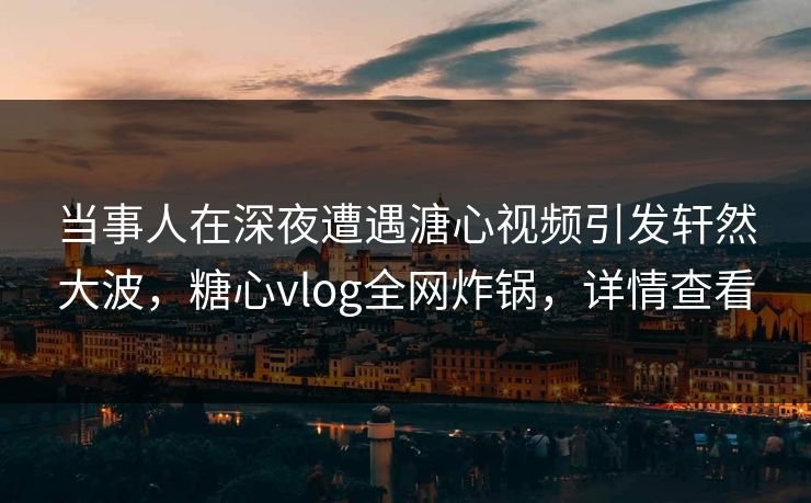 当事人在深夜遭遇溏心视频引发轩然大波，糖心vlog全网炸锅，详情查看