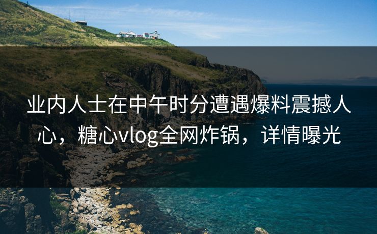 业内人士在中午时分遭遇爆料震撼人心，糖心vlog全网炸锅，详情曝光