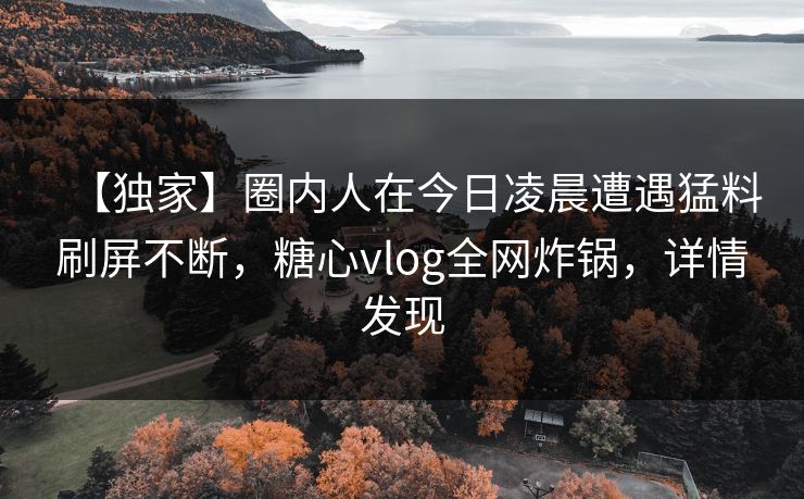 【独家】圈内人在今日凌晨遭遇猛料刷屏不断，糖心vlog全网炸锅，详情发现  第1张